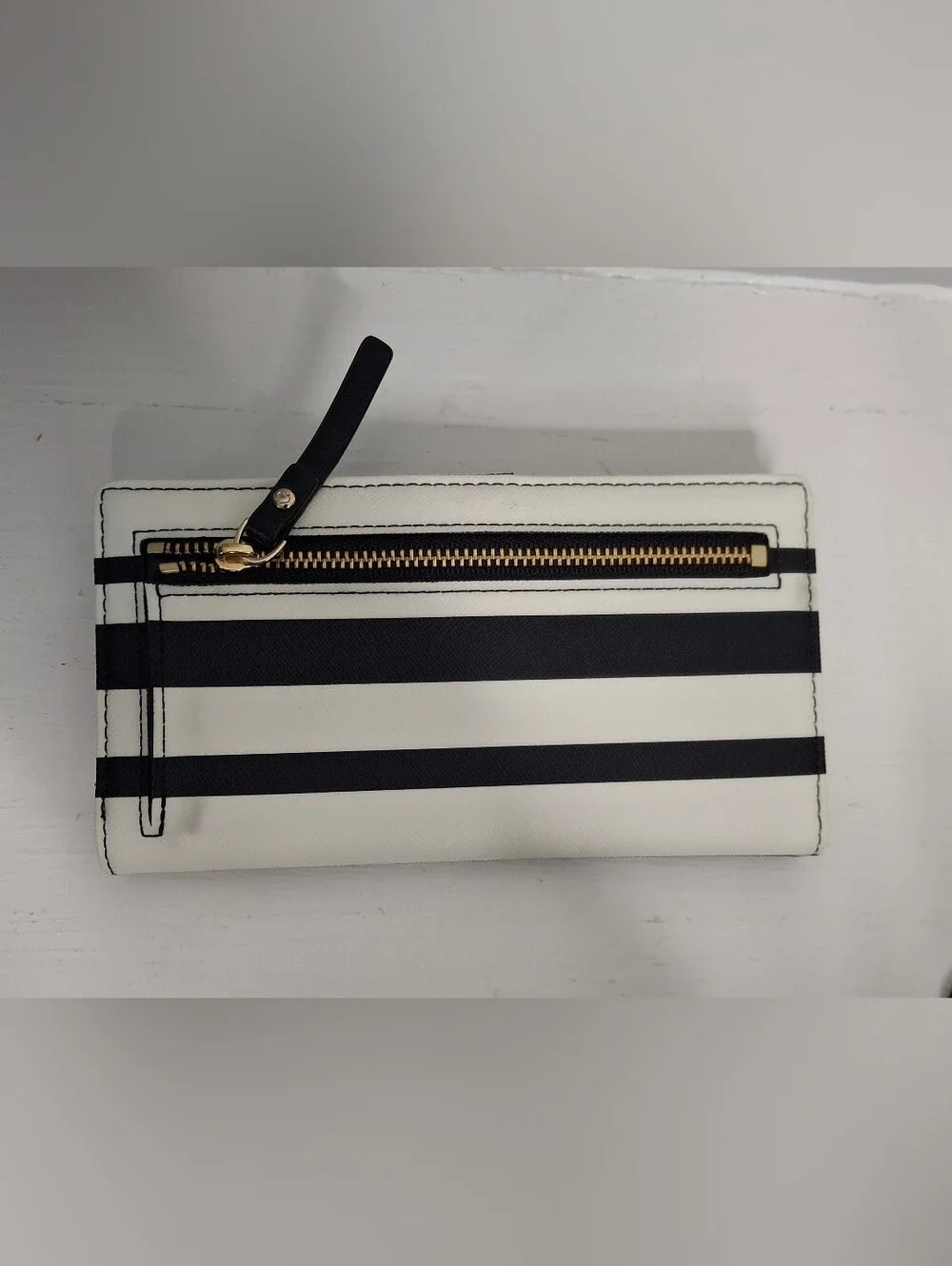 Kate Spade Eva Large Black Leather Tote & Striped Wallet Set